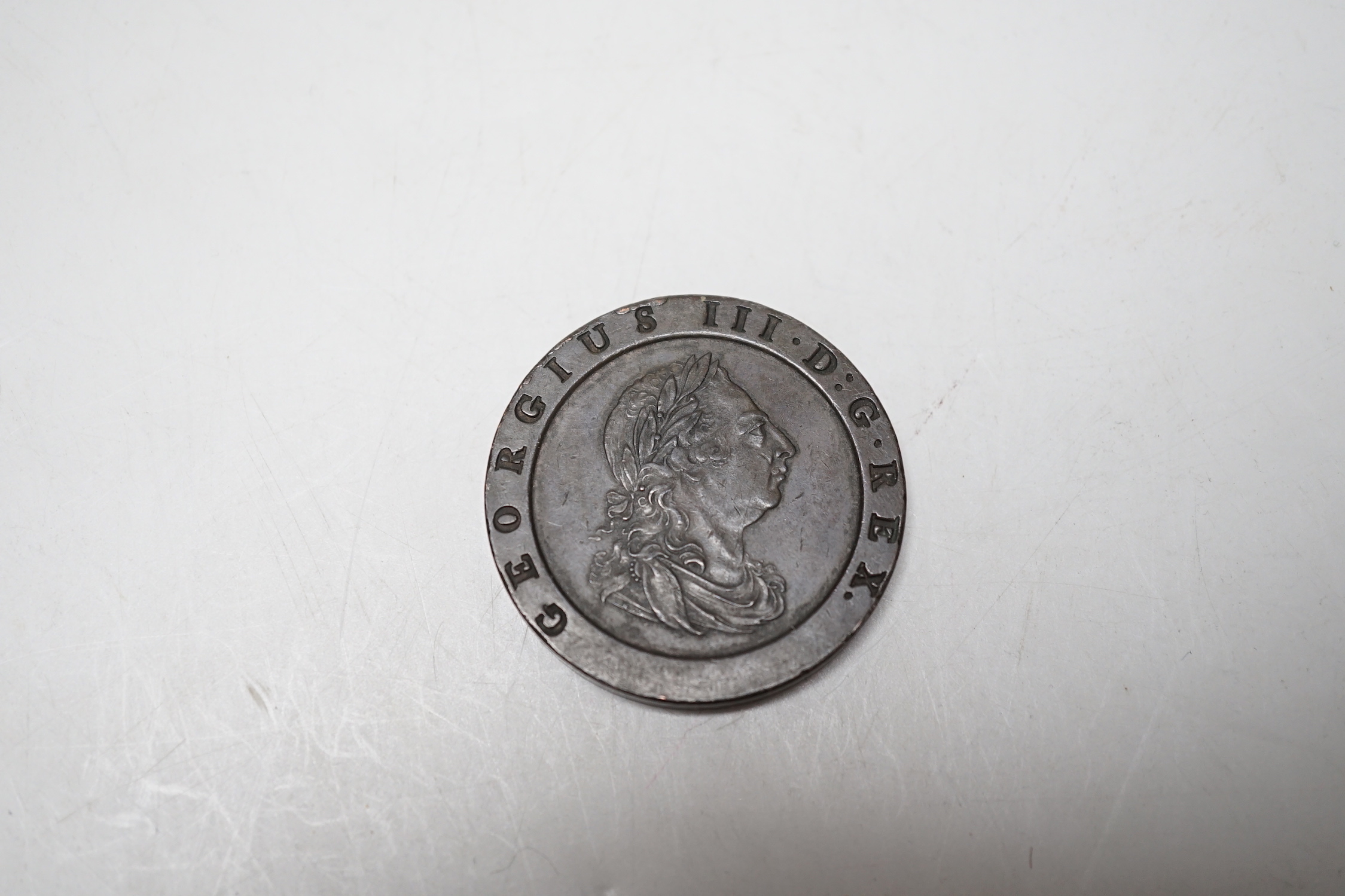 A George III ‘cartwheel’ twopence 1797, VF or better